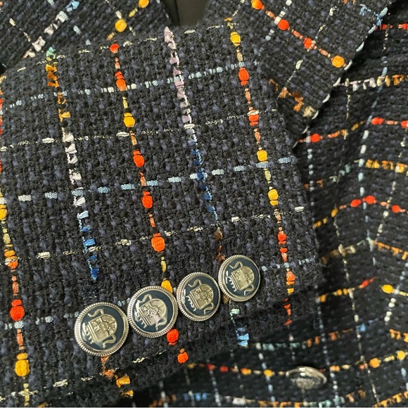 Veronica Beard Women's Rumer Dickey Tweed Jacket Coat Navy Multi Blue Size 8 - Picture 5 of 10